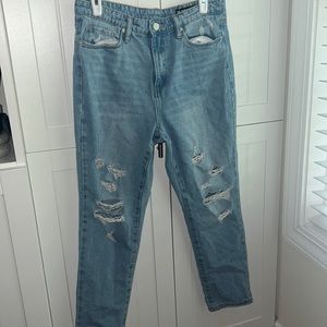 Ripped straight fit blue jeans